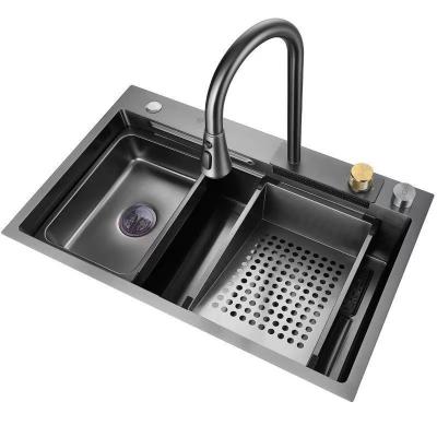 China Retangular Basin All in One Kitchen Sink With Pull Down Faucet Waterfall Kitchen Drain for sale