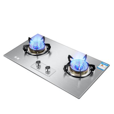 China Brass Nozzle Burner Heads and Exquisite Design on 2-Burner Stainless Steel Gas Stove for sale