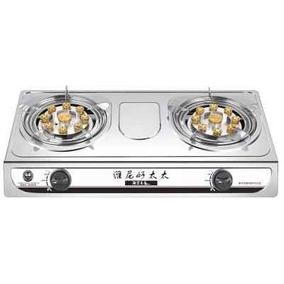 China Home Kitchen Table Gas Stove Iron Burner Gas Cooking Stove 2 Burner with Brass Nozzle for sale