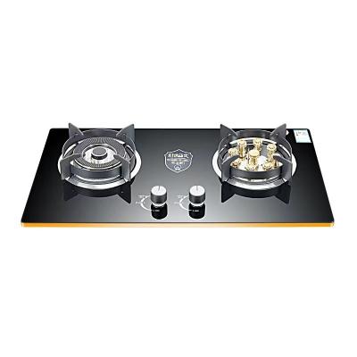 China Modern Design 2 Burner Gas Stove with Electronic Ignition and Tempered Glass Cooktop for sale