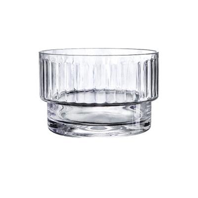 China Hot Selling Simplicity Vertical Stripe Ice Cream Salad Bowl Single Glass Bowl For Restaurant Wedding Bar for sale