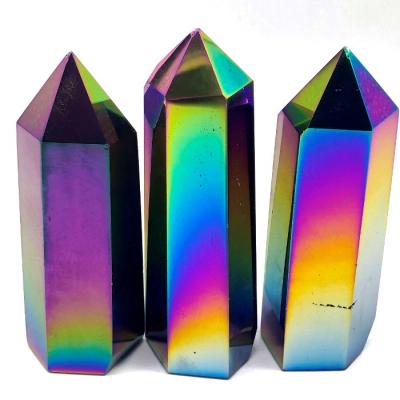 China Wholesale Rainbow Aura Bismuth Titanium Silicon Quartz Crystal Points from China for sale