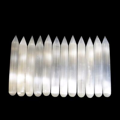 China China Natural Selenite Crystal Zero Point Energy Wands for Healing Crystal Point Wand for sale