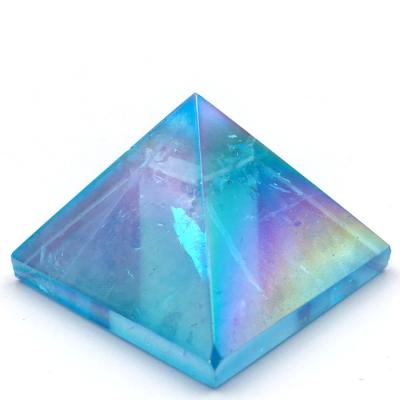 China Wholesale Electroplating Blue Quartz Angel Aura Crystal Pyramid Crystal Healing Pyramid from China for sale