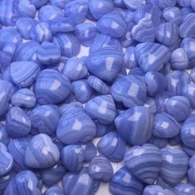 China Wholesale Europe Hand Carved Natural Heart For Healing Stones Blue Lace Agate Crystal for sale