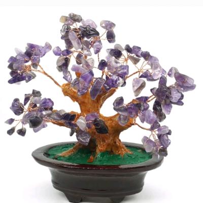 China High Quality Amethyst Crystal Quartz Bonsai Reiki Crystal Lucky Tree For Gift from Europe for sale