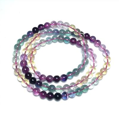 China Crystal Wholesale 6mm Natural Rainbow Fluorite Crystal Bracelet for sale