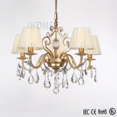 China 5-Lights retro classic vintage iron+crystal gold european chandelier for sale