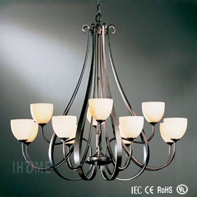 China Iron / Glass 12 Lights Chandelier Classic Brushed Steel Finish Transitional Chandeliers For Sale for sale