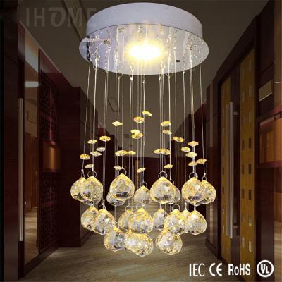 China Modern Crystal / Metal Diamond Crystal LED Small Low Ceiling Mounted Crystal Chandelier For Corridor Bedroom for sale