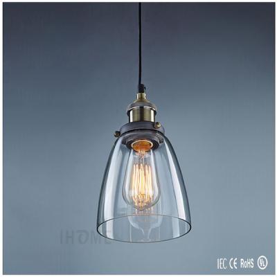 China Metal / Clear Glass Shade Edisom Kitchen Bathroom Glass Lamp , Hanging Dining Pendant Lighting for sale