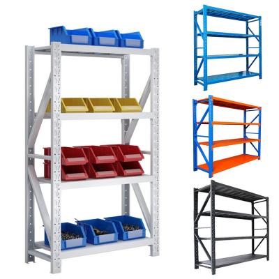 China Adjustable Medium Duty Metallic Material Handling Shelf 200KG/shelf 4 Shelf Warehouse Storage Shelving Unit for sale