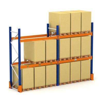 China Corrosion Protection Heavy Duty Adjustable Metal Pallet Rack Starter Unit, Industrial Storage Shelf Racks for Warehouse in Orange and Blue for sale