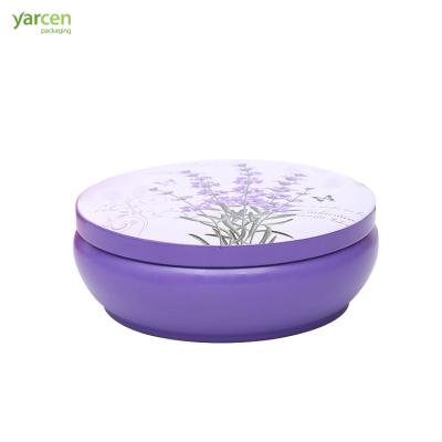 China Custom Round Purple Cake Factory Outlet Candle Tin Can Wholesale Aromatherapy Tin Box for sale