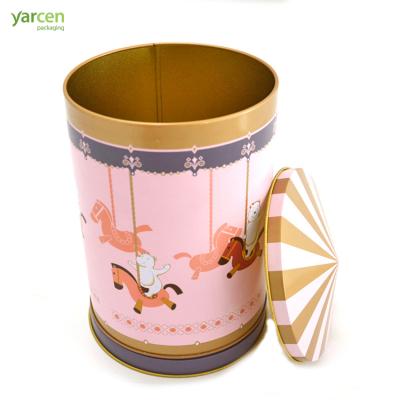 China 4C Printing/Customized Musical Box Carousel Music Tin Metal Box Christmas Gift Packing Round Custom Spinning Top for sale