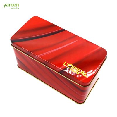 China Cosmetic Packaging Tin Box Square Cosmetic Set Cosmetic Customized Skin Care Product Tin Box for sale