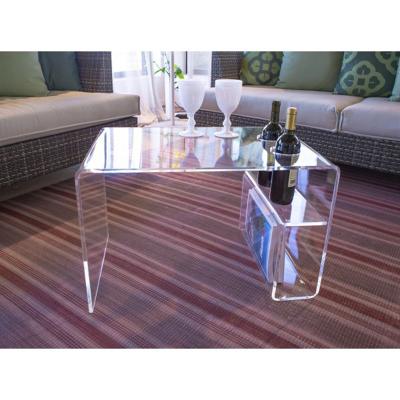 China Eco - Friendly Clear Plastic Coffee Table , Acrylic Table With 2 Storage Wine Holes for sale