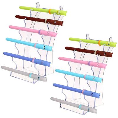 China Clear Fountain Pen Rack Display Eyebrow Holder Nail Brush Organizer Makeup Brush Holder Stand Display Stand Acrylic Pen for sale