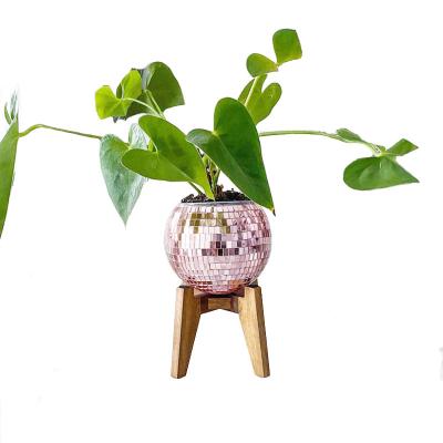 China Traditional Unique Rose Gold Disco Ball Planter Disco Ball Vase Housewarming Gift for sale