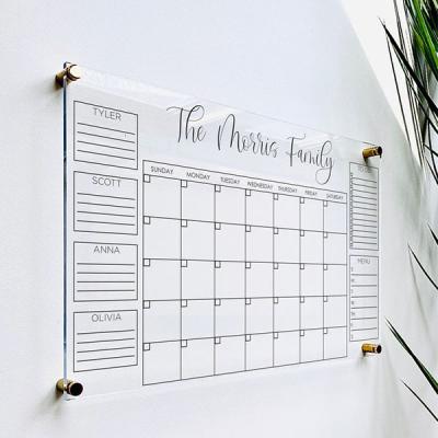 China Personalized Wall Calendar Clear Acrylic Weekly Dry Erase Calendar for sale