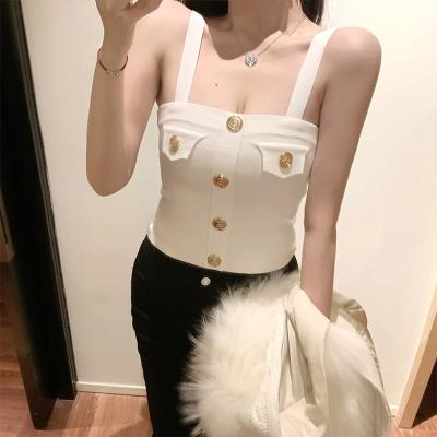 China Antibacterial Black And White Knitted Camisole 2 Colors New Year Basing Underwear Camisole Top for sale