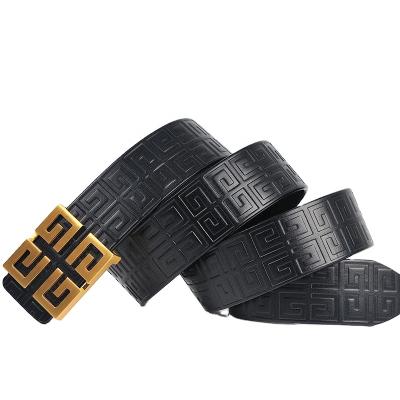 China Men's Cowhide Leather Belt Buckle Main Layer Cowhide Leather Belt Buckle Youth Business Smooth Pants Belt for sale