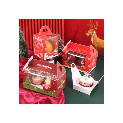 China ASP Newest Design Recyclable Paper Apple And Cake Portable Christmas Gift Boxes With Window And Handle for sale