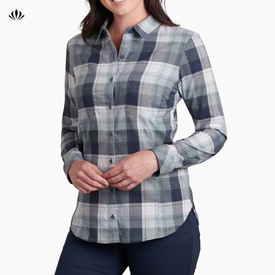 China New Arrival Anti-Shrink 100% Polyester Flannel Button Up Plaid Shirt for sale