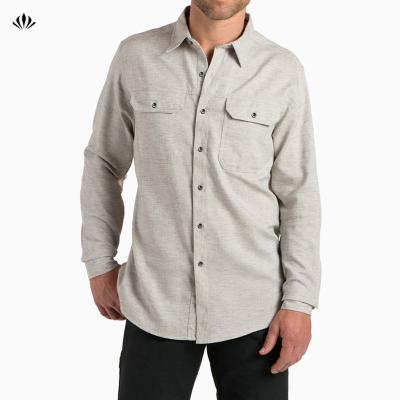 China Newly Designed Trendly Anti-pilling Men's Cotton Canvas Polyester Blend Button Up Tri Shirt for sale