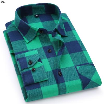 China Factory Made Breathable 100% Custom Men's Casual Cotton Shirts Plus Size Plaid Shirt for sale