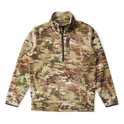 China Camouflage Print Breathable Mens Fleece Jacket 1/2 Zipper Pullover Jacket With Chest Pocket for sale