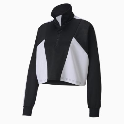 China Sporty Women's Long Sleeve Jacket Anti Shrink Relaxed Casual Jacket Cropped Half Zip Track Jacket for sale