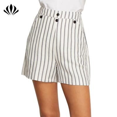 China Breathable High Waist Women Striped Sailor Shorts Vintage Style Women Blend Canvas Shorts for sale