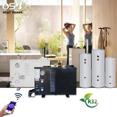 China Mini Water Heating System DHW Outdoor Mini Air Source Water Heater 3kw Split Heat Pump With Water Tank Optional for sale