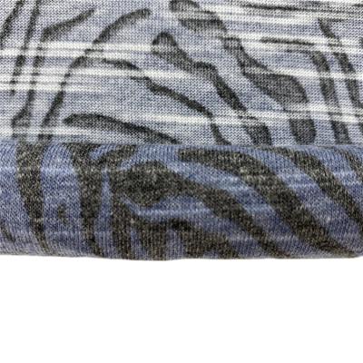 China Eco-friendly stretch soft hand feel roving jersey knitted fabric zebra patterns print fabric for sweater for sale