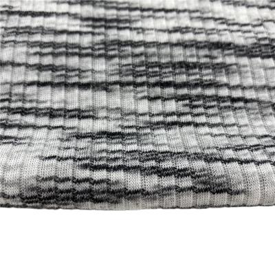 China Eco-friendy 80% Stretch Poly Rib 20%Rayon Fabric Space Dye Yarn Dyed Knitted Fabric For Garments for sale