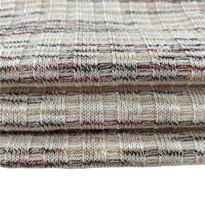 China High quality breathable new arrival color mix color yarn space straight dye sapndex sapndex hacci 6*6 soft rib fabric for sweater dress for sale