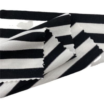 China New 3.5cm Hot Sale Shrink-Resistant Polyester Spandex Yarn Dyed Black White Color Stripe For Knitting Fabrics For Clothing for sale