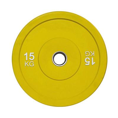 China Durable Gym Bumper Plates Board Rubber Coated Colored Barbell Competition Weight Plates for sale