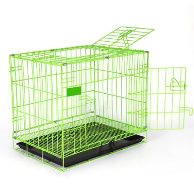 China Strong Breathable Double Door Metal Wire Kennel Large Indoor Portable Folding Dog Crate for sale