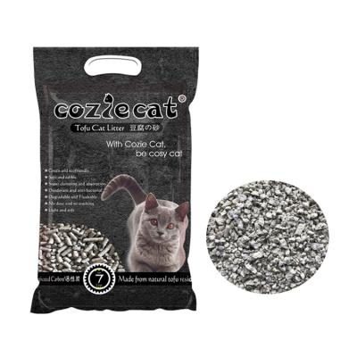 China Sustainable OEM Packaging Natural Factory Charcoal Back Activated Charcoal Tofu Cat Litter for sale