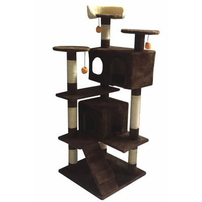 China Scratcher Sustainable Large Wooden Tower Real Luxury Sisal Novel Reinforced Large Elevated Outdoor Cat Tree House for sale