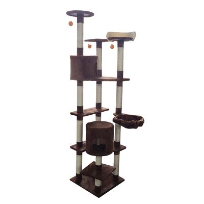 China Sustainable 3 Tier 170 Cardboard Combination Curve Green Super Luxury Housing Floor To Ceiling Cat Tree for sale