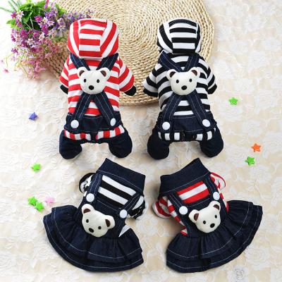 China Wholesale Stocked Winter Big Dog Warm Girl Puppy Pet Denim Pants And Skirts Small Dog Clothes for sale