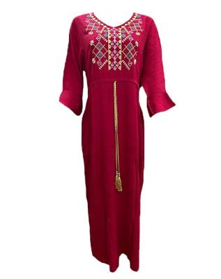 China Top Selling 100% Arab Muslim Clothing African Casual Wear African Dress Cotton Robe African Headtie Muslim Arab Boubou Embroidered Abaya Women African Dress for sale