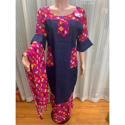 China 2021 Best Selling Comfy Denim Cameroon African Dresses Boubou Kaftan Traditional Kaftan Design s Fashion African Woman Dresses for sale