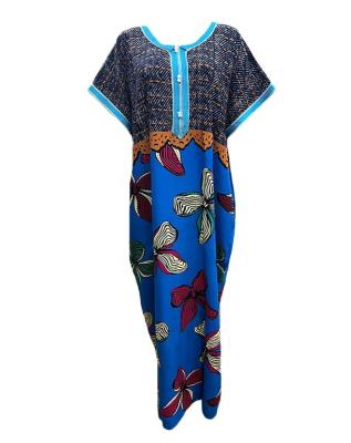 China Short sleeve kitenge dress designs kaftan abaya islamic clothing print african dress kaftan wholesale muslim african women dress for sale