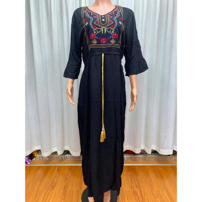 China Women's Casual Wear 100% Cotton Dress Tanzania Abaya Sale Dashiki African Cameroon Comfy Islamic Hot Fashion Embroidered Women's Casual Wear for sale