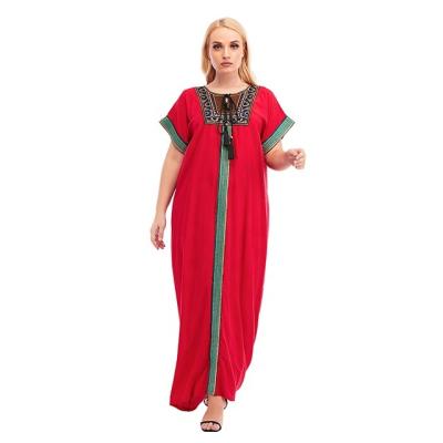 China Comfy kitenge dress designs 100% African cotton casual dress with headwraps Morocco embroidered kaftan maxi abaya Islamic clothing for sale