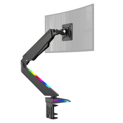 China Gaming Monitor Mount with RGB Lights, Single VESA Monitor Arm Stand for 15-32 Inch Flat / Curved Screens, Adjustable Shock Absorber 15